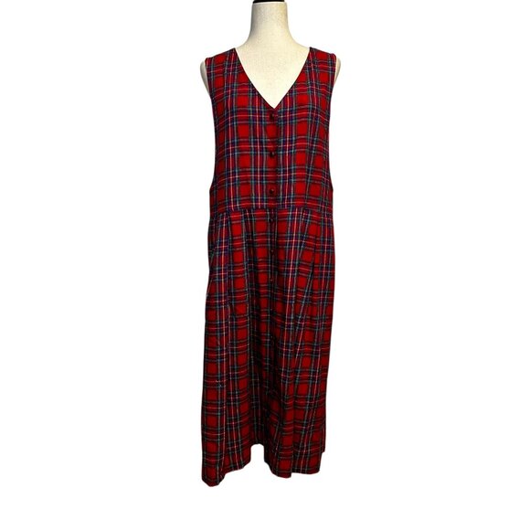 Vintage 90s Red Tartan Plaid Jumper Dress by Portraits Northern Isles Women’s 16 - Picture 2 of 9